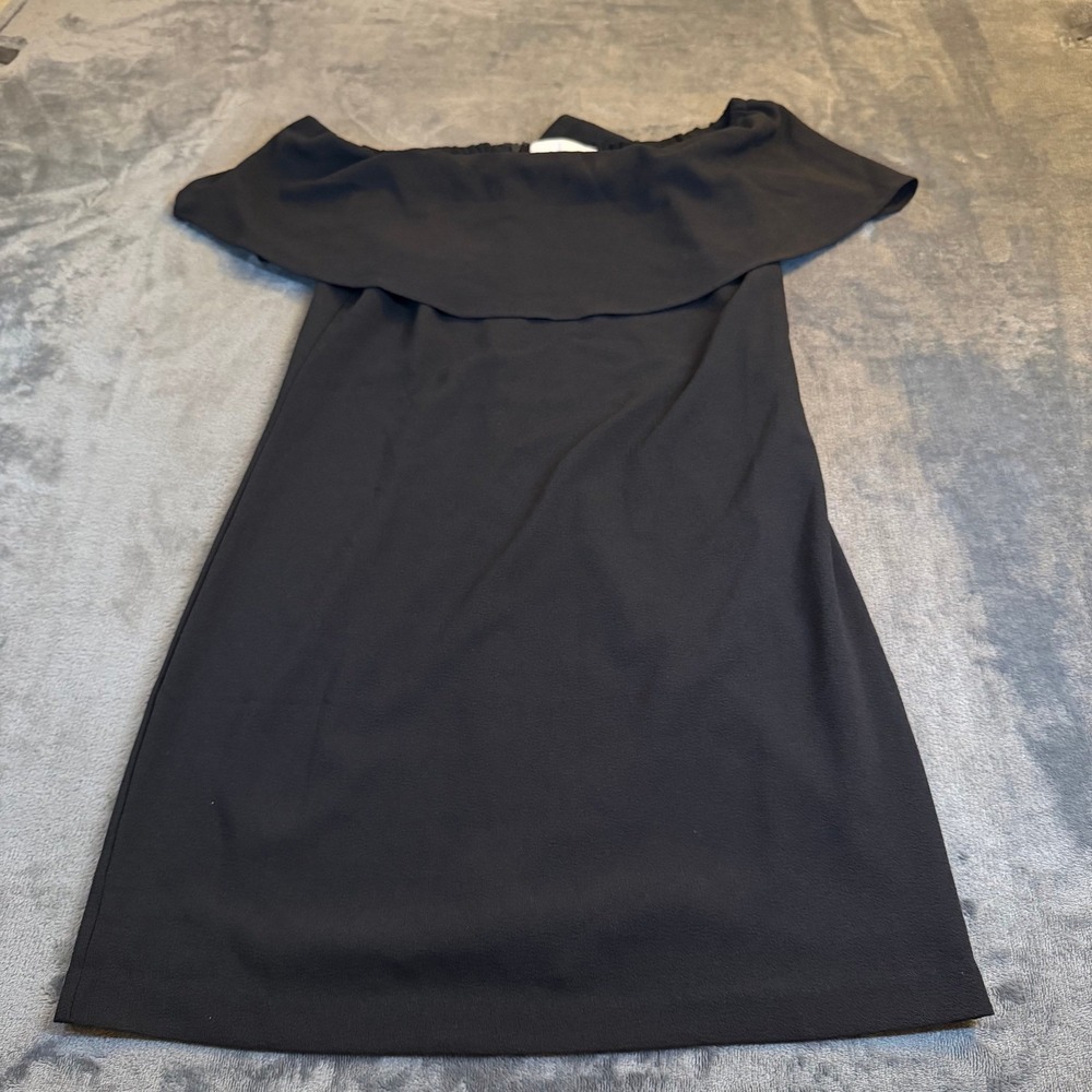 Charles Henry Off Shoulder Flounce Dress Womens Extra Small Black Mini Shift